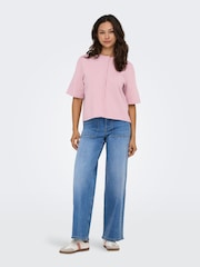 ONLY Pink Round Neck Short Sleeve Cardigan - Image 3 of 7