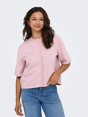 ONLY Pink Round Neck Short Sleeve Cardigan - Image 4 of 7