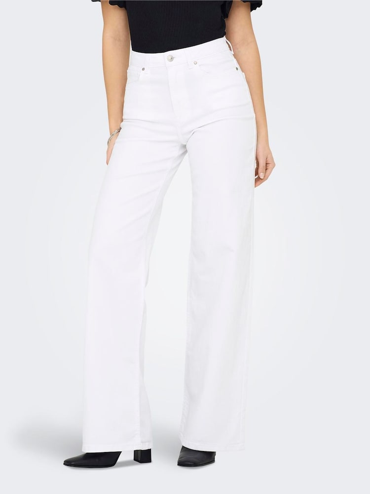 ONLY White High Waist Super Stretch Wide Leg Jeans - Image 2 of 7 ONLY White High Waist Super Stretch Wide Leg Jeans - Image 2 of 7