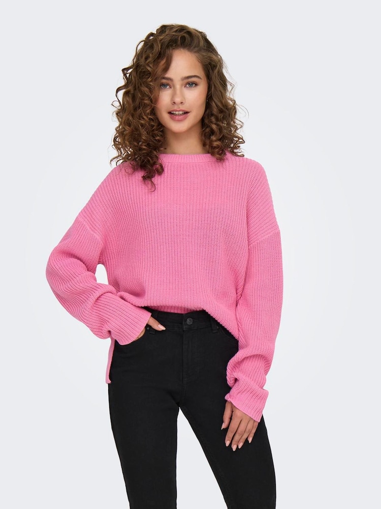 ONLY Pink Long Sleeve Round Neck Spring Knit Jumper - Image 1 of 6