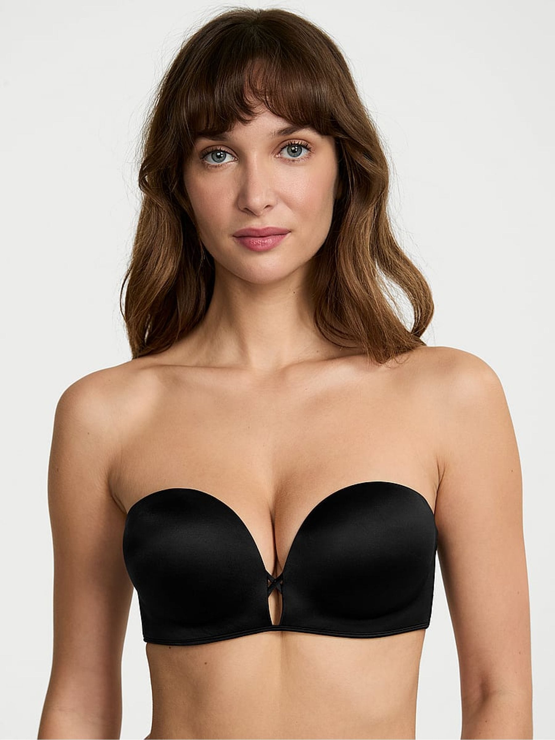 Victoria's Secret Black Add 2 Cups Push Up Bombshell Strapless Bra