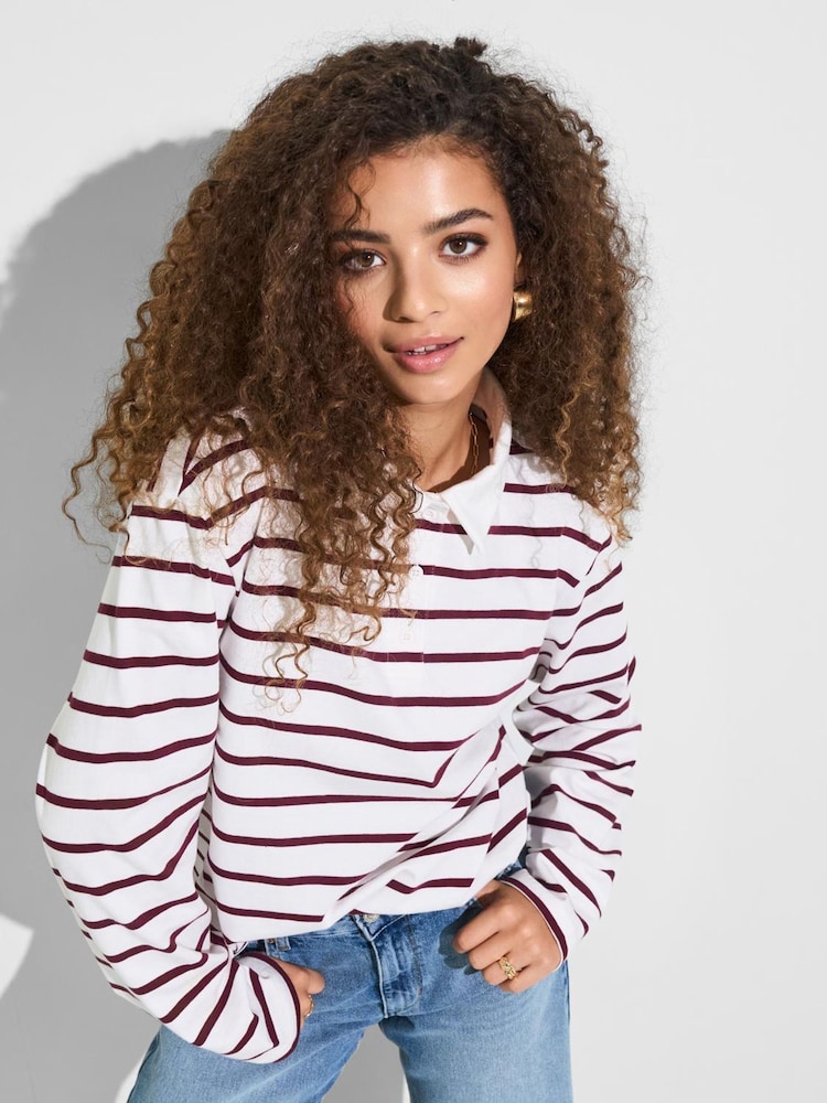 ONLY Stripe Long Sleeve Polo Shirt - Image 1 of 3