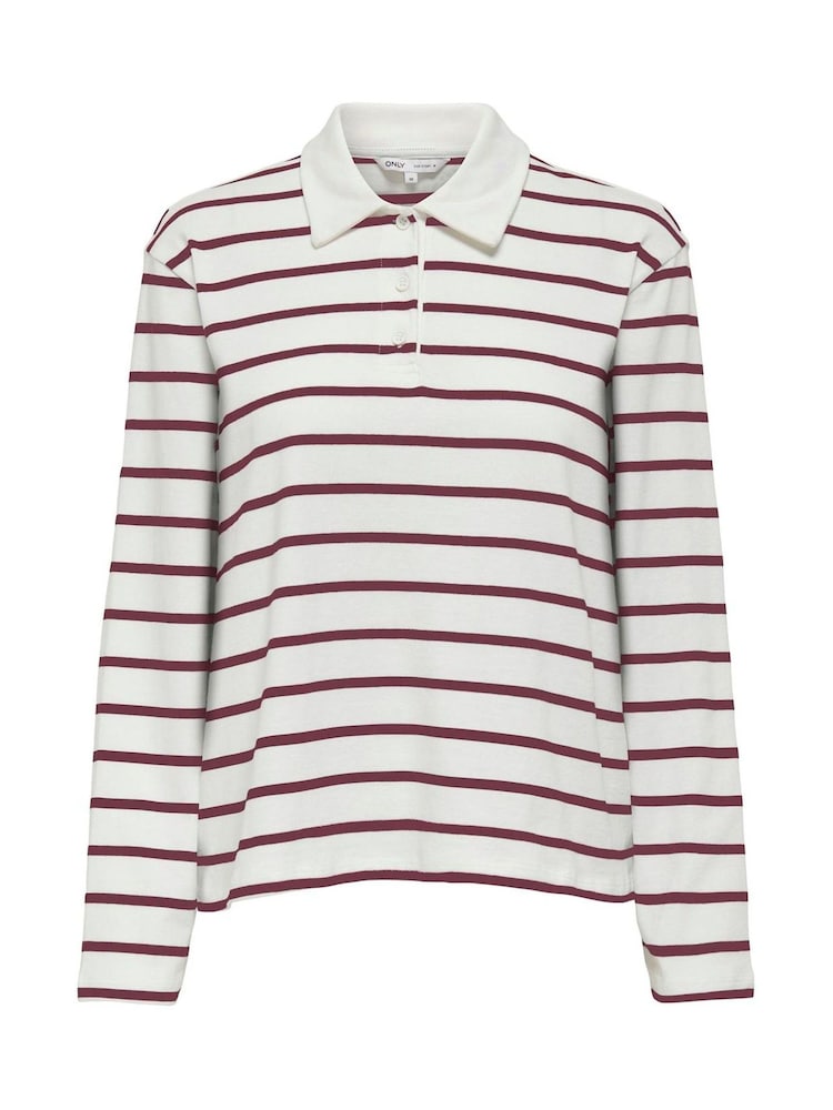 ONLY Stripe Long Sleeve Polo Shirt - Image 2 of 3