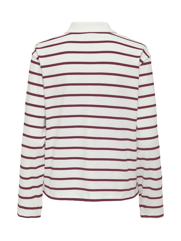 ONLY Stripe Long Sleeve Polo Shirt - Image 3 of 3