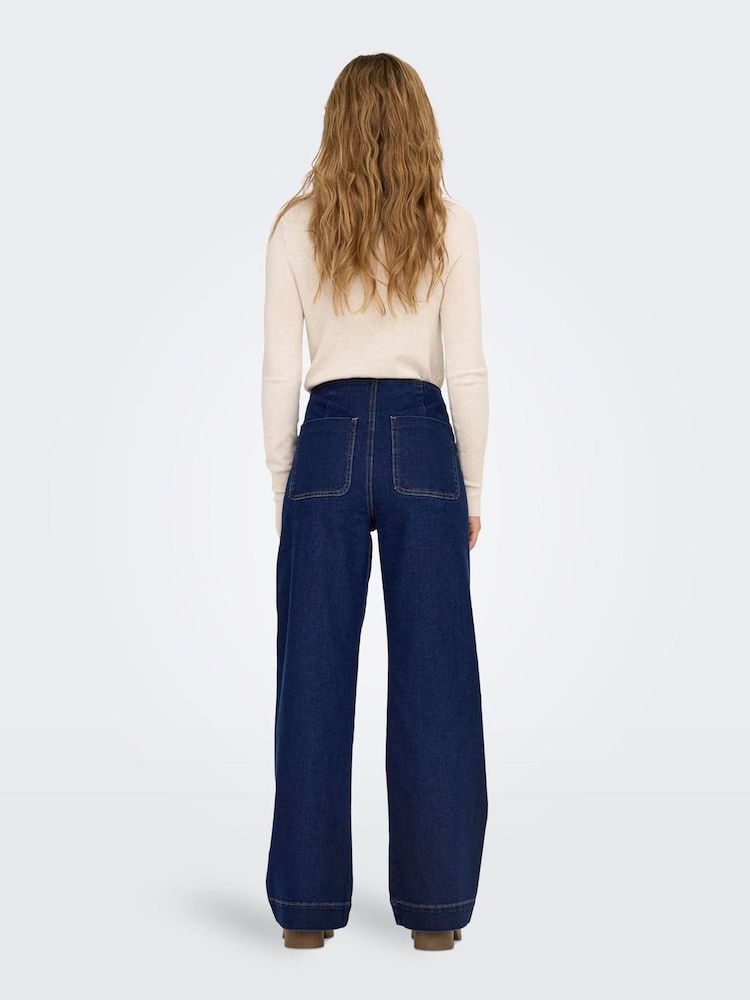 ONLY Blue High Waist Wide Leg Jeans - Image 2 of 6