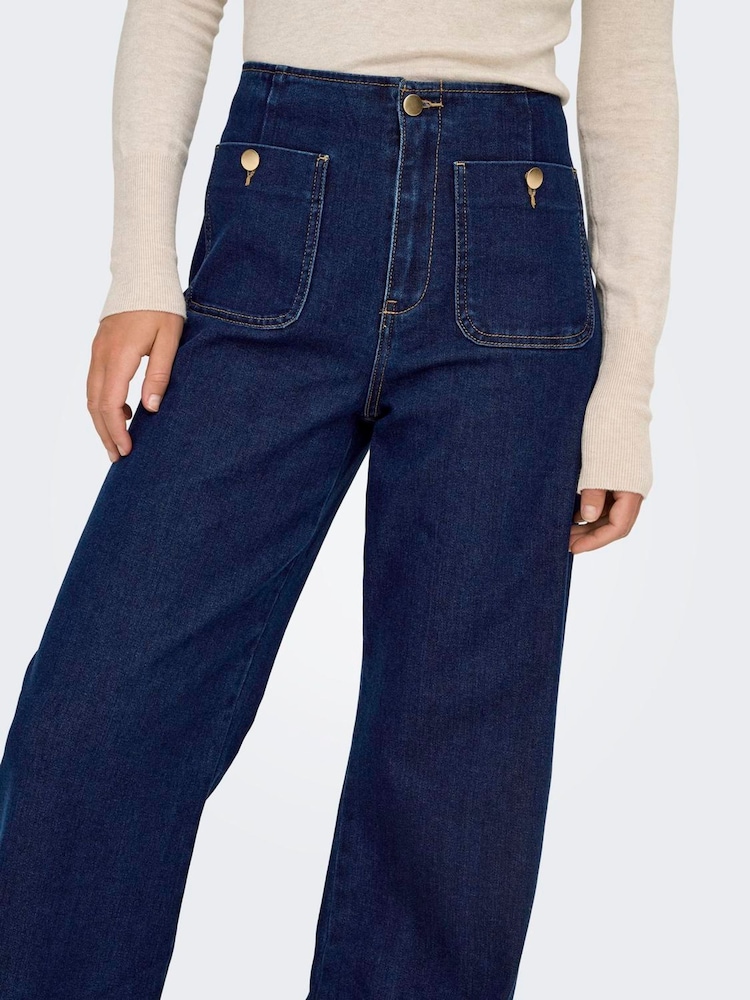 ONLY Blue High Waist Wide Leg Jeans - Image 3 of 6