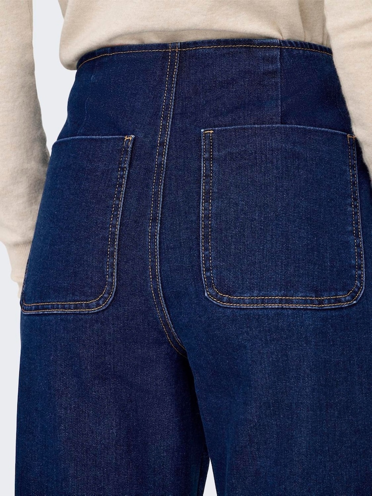 ONLY Blue High Waist Wide Leg Jeans - Image 4 of 6