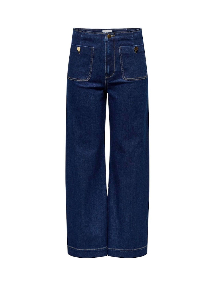 ONLY Blue High Waist Wide Leg Jeans - Image 5 of 6