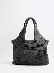 River Island Black Raffia Shopper Bag - Image 3 of 5