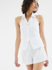 River Island White Linen Structured Shorts - Image 1 of 1