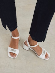 River Island White Snaffle Blocked Heel Sandals - Image 1 of 1
