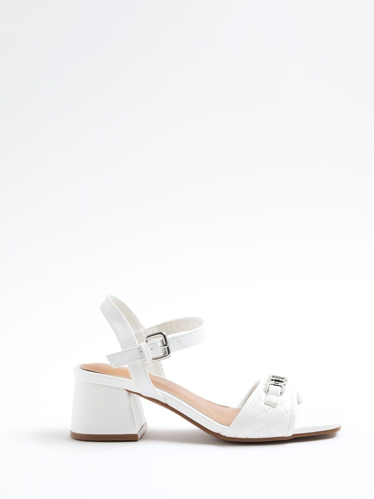 River Island White Snaffle Blocked Heel Sandals - Image 2 of 6 River Island White Snaffle Blocked Heel Sandals - Image 2 of 6