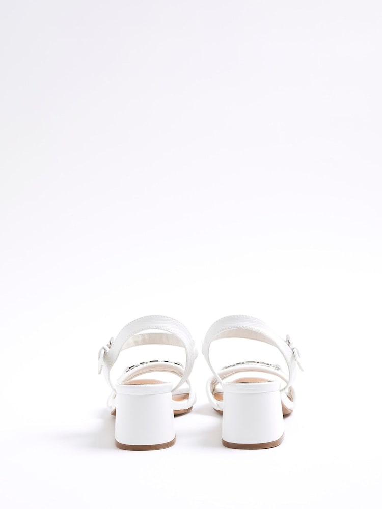 River Island White Snaffle Blocked Heel Sandals - Image 6 of 6 River Island White Snaffle Blocked Heel Sandals - Image 6 of 6