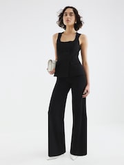 River Island Black Double Breasted Jumpsuit - Image 1 of 4
