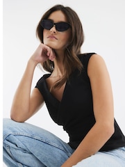 River Island Black Drape Wrap Waistcoat - Image 1 of 4