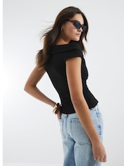 River Island Black Drape Wrap Waistcoat - Image 3 of 4