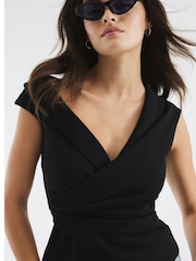 River Island Black Drape Wrap Waistcoat - Image 4 of 4