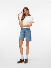 VERO MODA Blue High Waisted Denim Shorts - Image 3 of 7