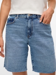 VERO MODA Blue High Waisted Denim Shorts - Image 5 of 7