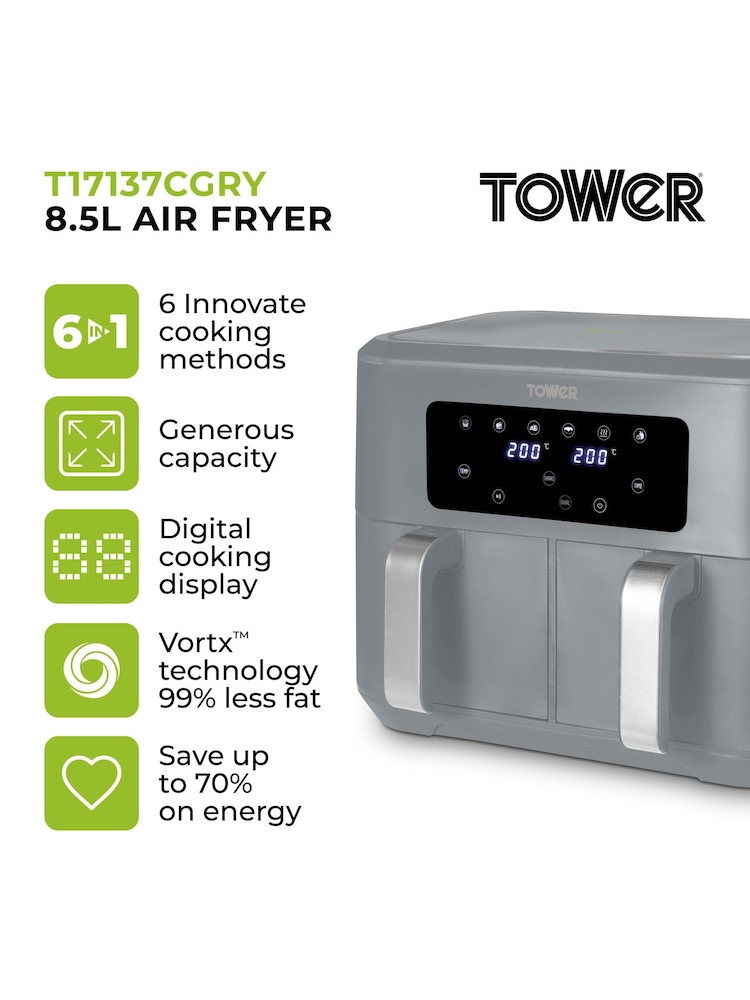 Tower Grey Vortx 8.5L Dual Basket - Image 2 of 6