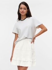 VERO MODA White Ruffle 100% Cotton Short Skirt - Image 1 of 6