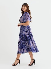 Scarlett & Jo Purple Victoria Angel Sleeve Mesh Midi long Dress - Image 3 of 4