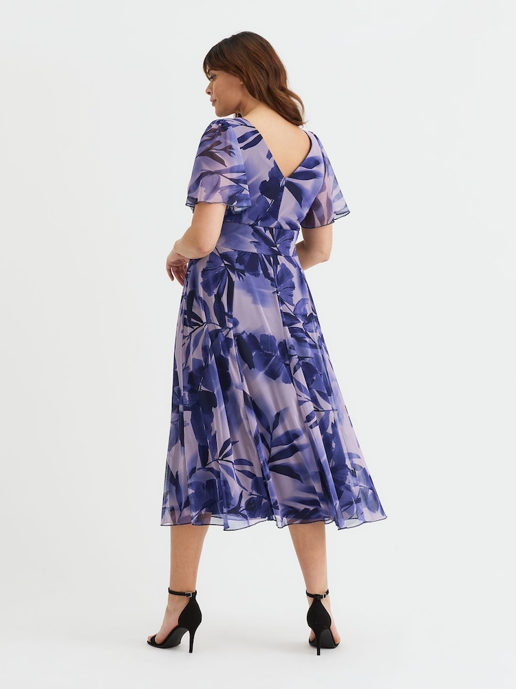 Scarlett & Jo Purple Victoria Angel Sleeve Mesh Midi long Dress - Image 4 of 4