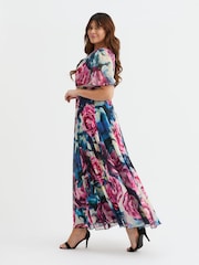 Scarlett & Jo Blue/Pink Rose Isabelle Float Sleeve Maxi Dress - Image 3 of 4