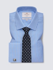 Hawes & Curtis Blue Gingham Check 100% Cotton Shirt - Image 1 of 4
