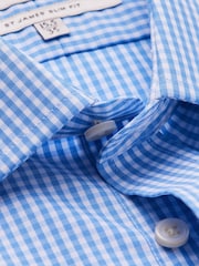 Hawes & Curtis Blue Gingham Check 100% Cotton Shirt - Image 3 of 4