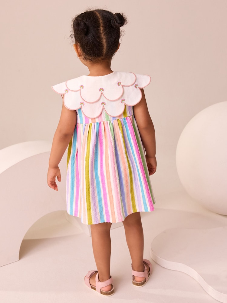 Rainbow Sleeveless Collar Summer Dress (3mths-7yrs) - Image 2 of 4
