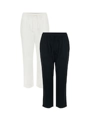 Threadbare Black Linen Blend Drawstring Trousers 2 Pack - Image 1 of 5