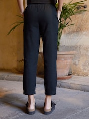 Threadbare Black Linen Blend Drawstring Trousers 2 Pack - Image 4 of 5
