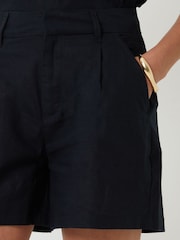 Threadbare Black Linen Blend Tailored Shorts - Image 4 of 5