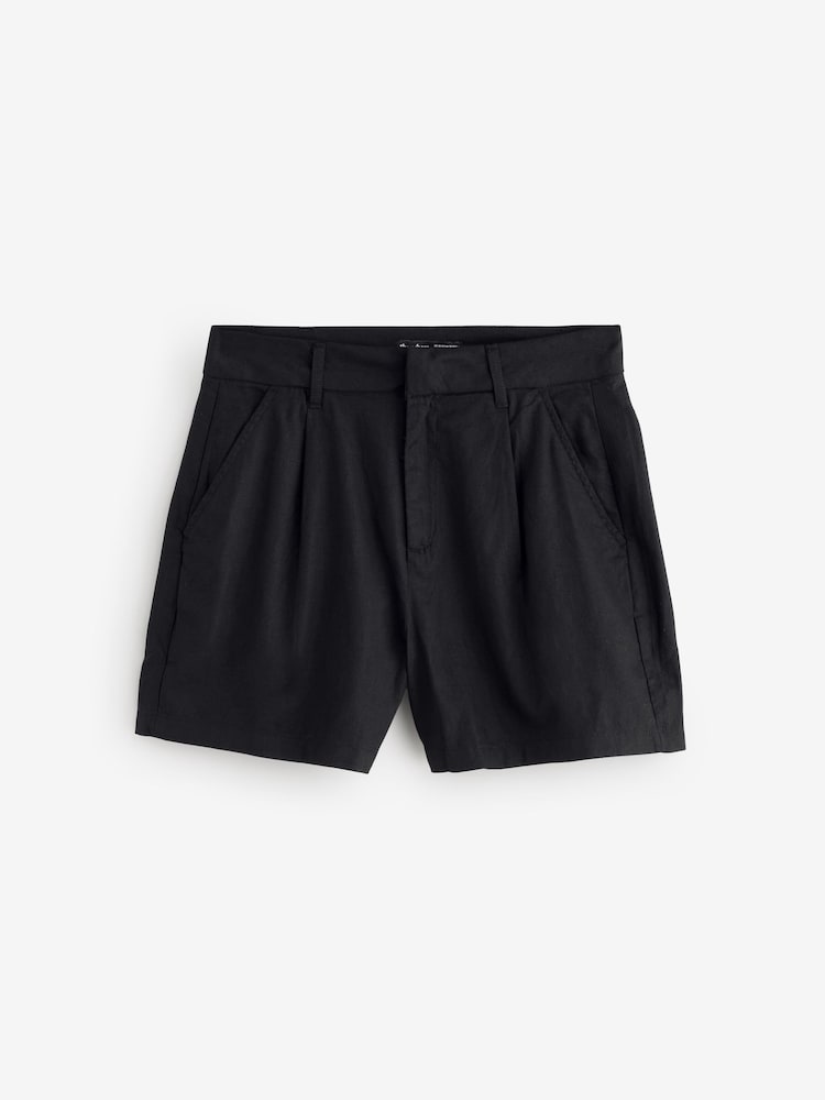 Threadbare Black Linen Blend Tailored Shorts - Image 5 of 5