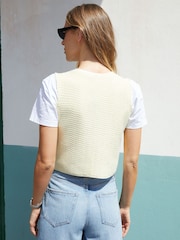 Threadbare Yellow Tie Front Knitted Vest - Image 2 of 4