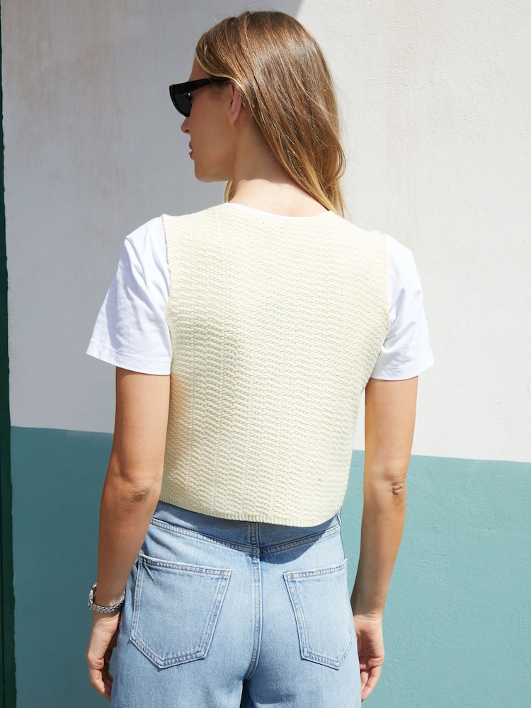 Threadbare Yellow Tie Front Knitted Vest - Image 2 of 4