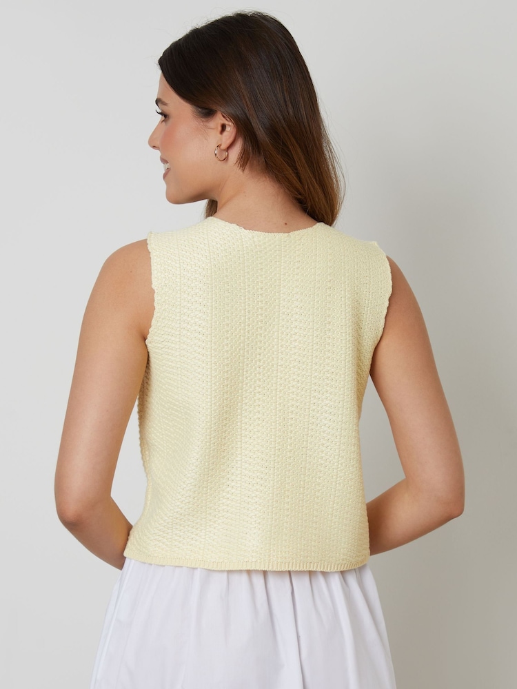 Threadbare Yellow Tie Front Knitted Waistcoat - Image 2 of 4 Threadbare Yellow Tie Front Knitted Waistcoat - Image 2 of 4