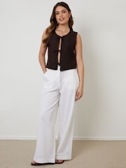 Threadbare Brown Tie Front Knitted Waistcoat - Image 7 of 9
