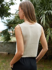 Threadbare Cream Tie Front Knitted Vest - Image 3 of 5
