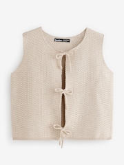 Threadbare Cream Tie Front Knitted Vest - Image 5 of 5