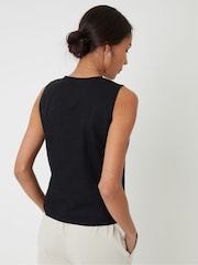 Negro - Threadbare Crew Neck Linen Blend Waistcoat - Imagen 3 de 5