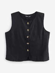 Negro - Threadbare Crew Neck Linen Blend Waistcoat - Imagen 5 de 5