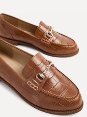 Linzi Brown Maison Croc Effect Loafers With Buckle Detail - Image 5 of 5