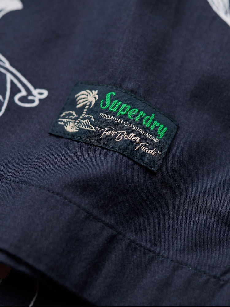 Superdry Navy Blue Hawaiian Print Shirt - Image 10 of 10 Superdry Navy Blue Hawaiian Print Shirt - Image 10 of 10