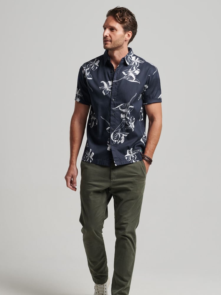 Superdry Navy Blue Hawaiian Print Shirt - Image 2 of 10