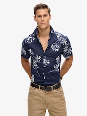 Superdry Navy Blue Hawaiian Print Shirt - Image 4 of 10