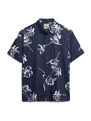 Superdry Navy Blue Hawaiian Print Shirt - Image 8 of 10