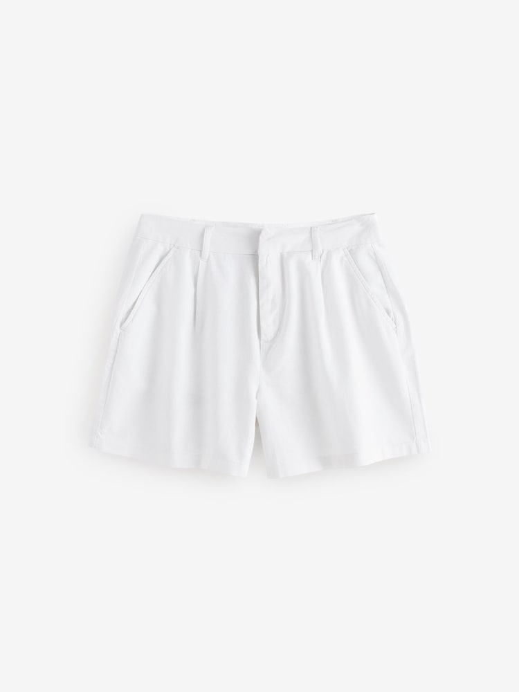 Threadbare White Linen Blend Tailored Shorts - Image 6 of 6