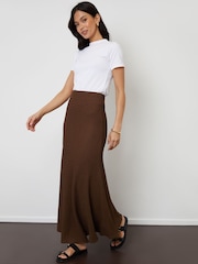 Threadbare Brown Textured Jersey Pull-On Maxi Skirt - Image 3 of 4